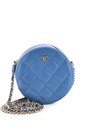 CHANEL Pre-Owned Round Clutch with Chain Quilted Caviar Mini crossbody bag - Blue