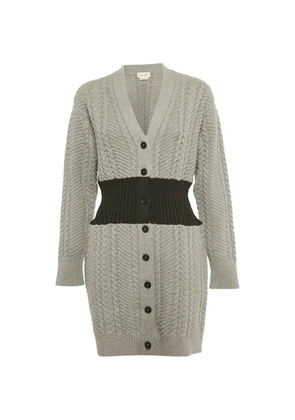 Alexander McQueen Pre-Owned cable-knit button-front mini dress - Grey