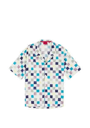 HUGO check-print logo-print short sleeved shirt - White