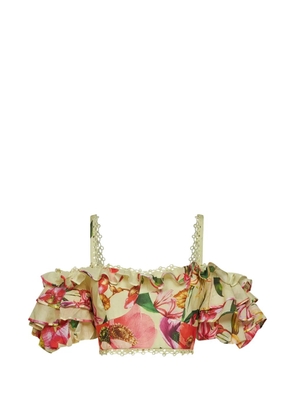 Charo Ruiz Ibiza floral-print ruffled top - Neutrals