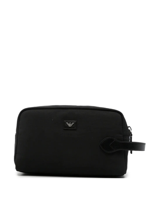 Emporio Armani logo-plaque wash bag - Black