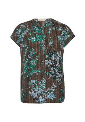Marni Pre-Owned floral-print silk blouse - Brown
