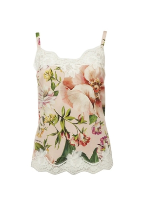Dolce & Gabbana Pre-Owned floral-print lace-trim top - Neutrals