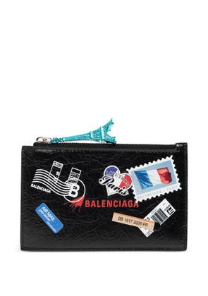 Balenciaga Cash sticker-print Eiffel Tower-charm cardholder - Black