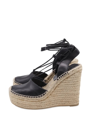Saint Laurent Pre-Owned espadrille slingback wedge sandals - Black