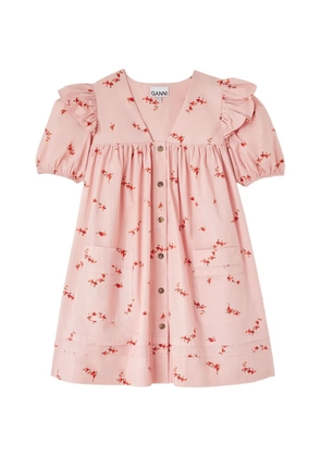 GANNI floral-print ruffled mini dress - Pink