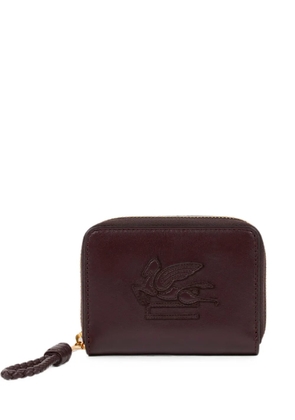 ETRO Libra compact zip-around leather wallet wih Pegaso - Purple