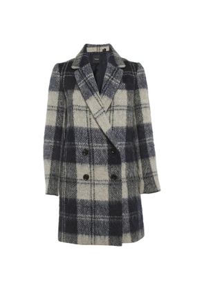 Theory plaid-pattern double-breasted wool coat - Blue