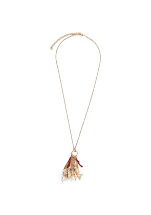 Self-Portrait multi-charm faux-pearl necklace - Gold