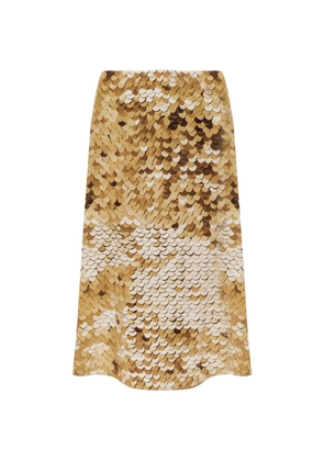 Moschino printed-sequin silk midi skirt - Gold