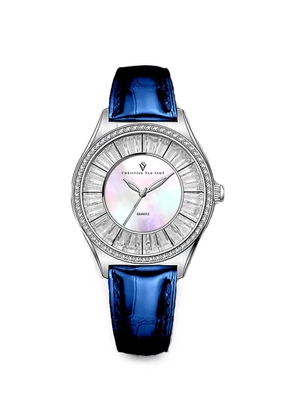 CHRISTIAN VAN SANT Luna crystal-embellished 40mm watch - White