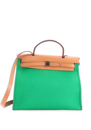 Hermès Pre-Owned Herbag Zip Leather and Toile 31 shoulder bag - Green