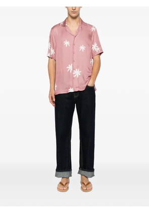 Tagliatore Hawaii palm-print short-sleeve shirt - Pink