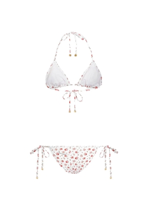 Dolce & Gabbana floral-print tie bikini - White