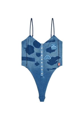 Diesel bodysuit in ribbed jersey with shadow-patch effects - Blue