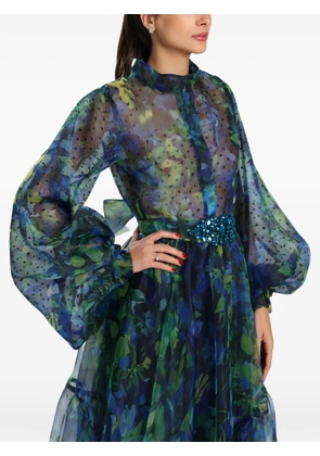 MIAU by Clara Rotescu floral-print tiered gown - Blue