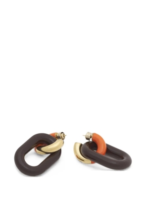 Marni orange and brown resin chain earrings - Gold