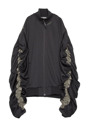 Yoshiokubo ruched-sleeves zip-up jacket - Black