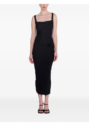 Maygel Coronel Ivy floral-appliqué midi dress - Black