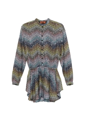 Missoni zigzag-knit sequin-embellished mini dress - Blue