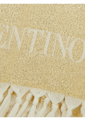 Valentino Garavani Pre-Owned Monogram Lurex jacquard scarf - Neutrals