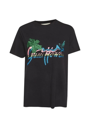 Gucci Pre-Owned hawaii-print jersey T-shirt - Black