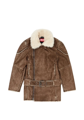 Diesel double-breasted aviator-biker coat - Brown