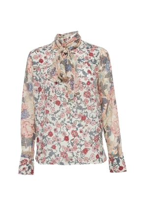See By Chloé Vintage floral-print neck-tie blouse - Neutrals