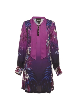 Just Cavalli Vintage printed neck-tie mini dress - Purple