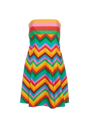 Valentino Garavani Pre-Owned chevron-print strapless cotton mini dress - Red