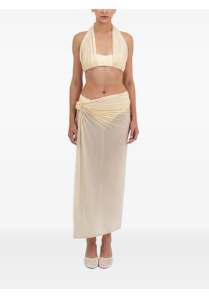 Maygel Coronel Pollera knotted-detail wrap skirt - Yellow