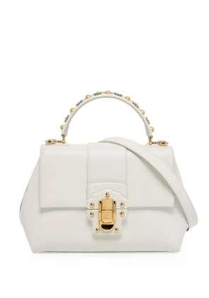 Dolce & Gabbana Pre-Owned small Lucia embellished-top-handle tote bag - White