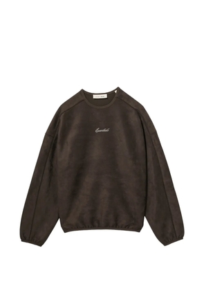ESSENTIALS logo-embroidered suede-effect sweater - Brown