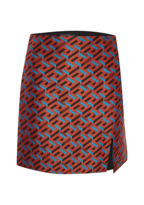Versace Pre-Owned La Greca jacquard mini skirt - Orange