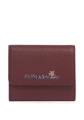 Marni burgundy leather flap cardholder with Marni Mending - Red