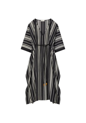 Tory Burch belted striped silk caftan - Black