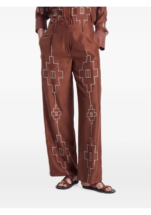 Maria Cher embroidered wide-leg trousers - Brown