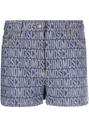 Moschino monogram-jacquard denim shorts - Blue