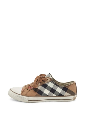 Burberry Pre-Owned House Check leather-trim sneakers - Neutrals