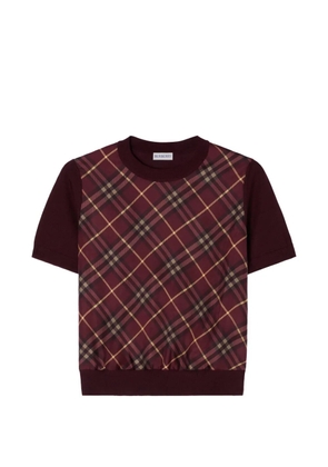 Burberry Check-panel wool silk T-shirt - Red