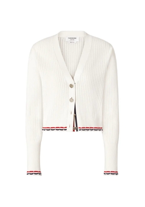 Thom Browne pointelle rib-stitch cardigan - White