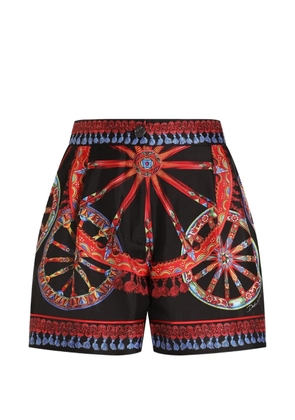Dolce & Gabbana Carretto-print silk vanity bermuda shorts - Black