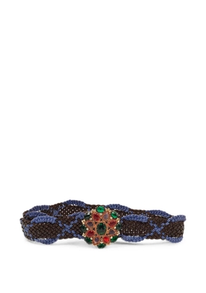 Roberto Cavalli Vintage crystal embellished woven belt - Brown