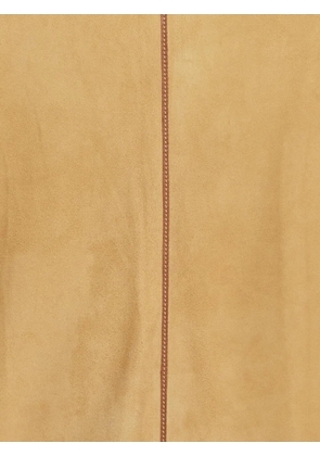 Hermès Pre-Owned suede leather-trim mini dress - Neutrals