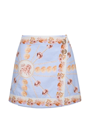Cara Cara Fischer seashell-print mini skirt - Blue
