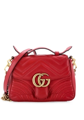 Gucci Pre-Owned GG Marmont Top Handle Flap Bag Matelasse Leather Mini satchel - Red