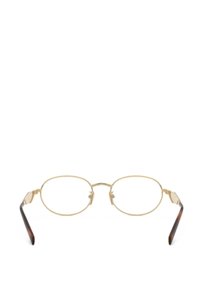 Prada Eyewear logo-plaque oval-frame glasses - Gold