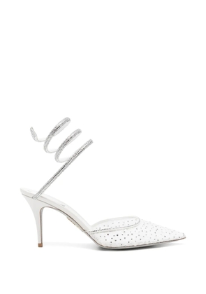 René Caovilla Belle crystal-embellished lace pumps - White