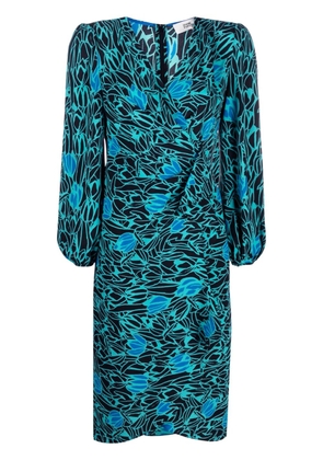 DVF Diane von Furstenberg Thanatos tulip-print midi dress - Black