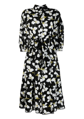 DVF Diane von Furstenberg floral-print belted cotton dress - Black